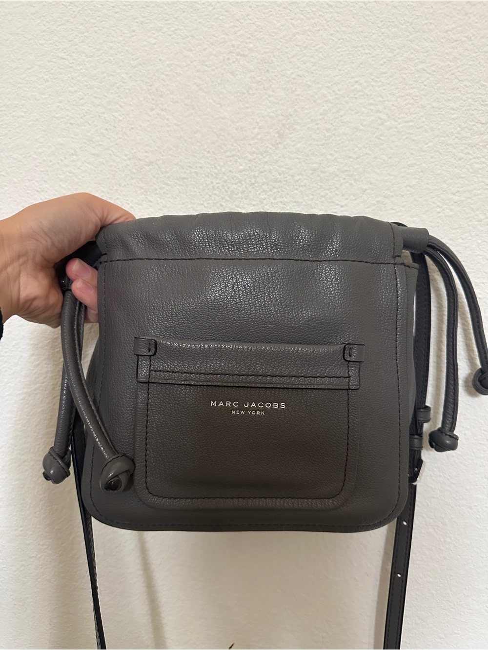 Marc Jacobs Black Leather Drawstring Crossbody
